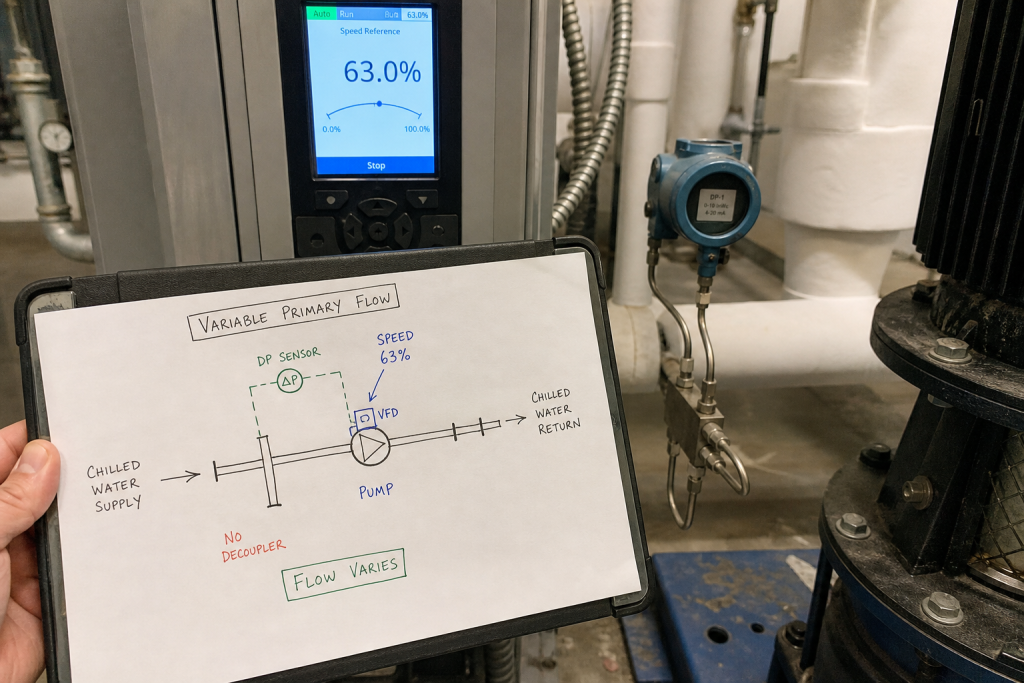 Variable primary flow system